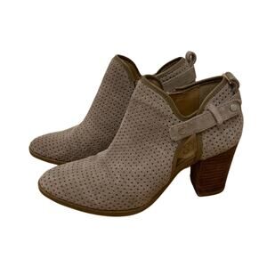 Franco Sarto Women's Taupe Perforated Leather Ankle Boots, US 7.5, EU 37.5